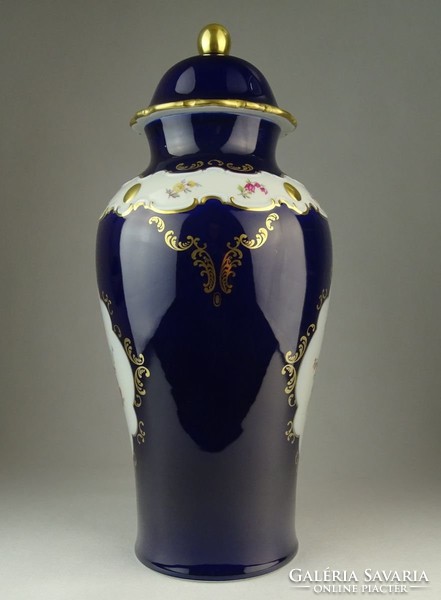 0P988 Régi Wallendorf kék porcelán váza 38 cm