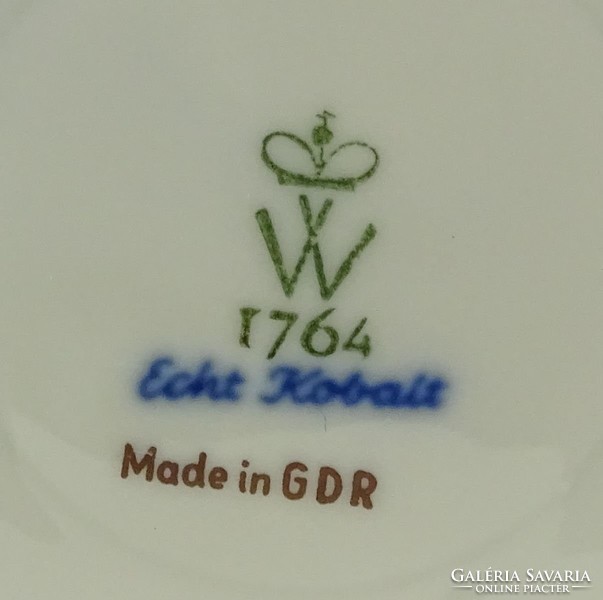 0P988 Régi Wallendorf kék porcelán váza 38 cm