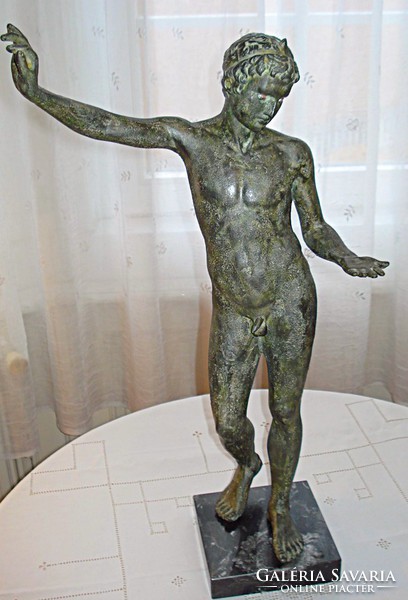 Statue of a young Marathon man depicting bile in green marble