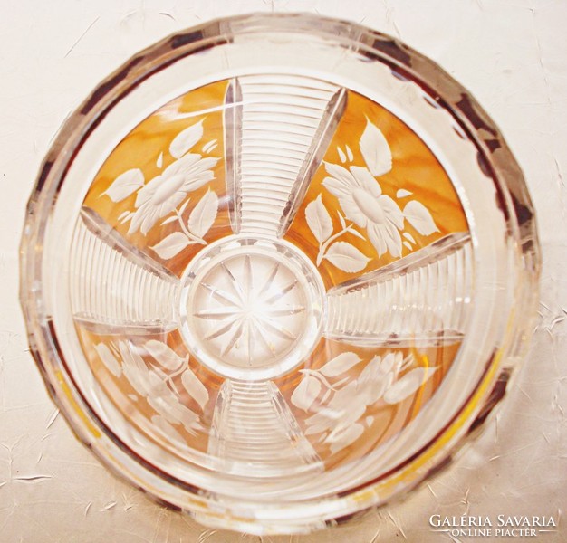Bohemia, Karl palm amber, crystal vase (1930s)