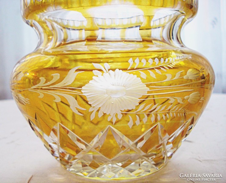 Bohemia Czech / Karl Palda / amber-colored, polished crystal vase