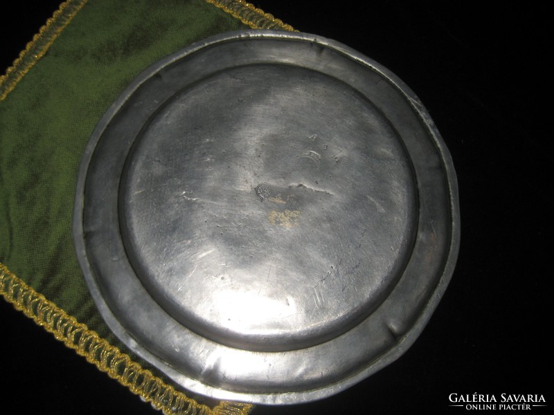 Ón  tálca , antik  28,5 cm , jelzett