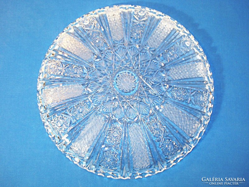 Bohemia, nagy méretű kristály süteményes tál (átm: 29 cm)
