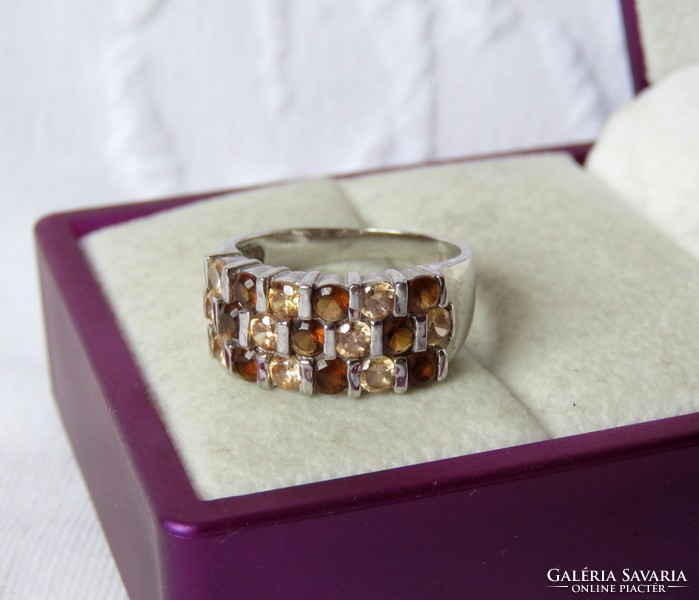 Beautiful solid silver ring with colored gemstones