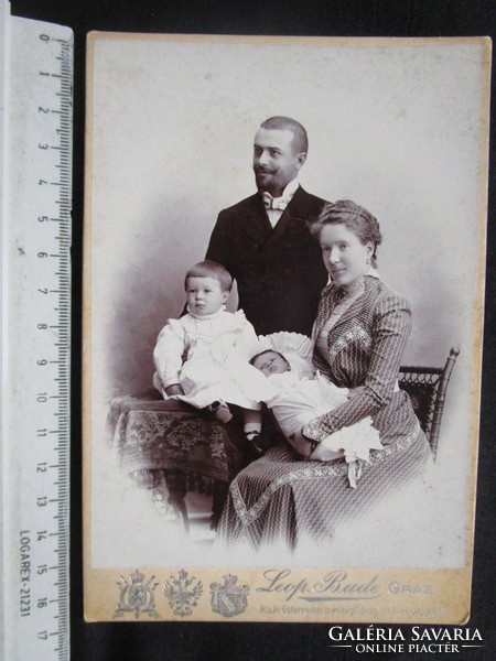 FOTÓ FOTÓGRÁFIA RUDNYÁNSZKY CSALÁD BÉLA + DORINA GYEREKEK : KATALIN ÉS MÁRIA KÉP GRAZ cca.1890