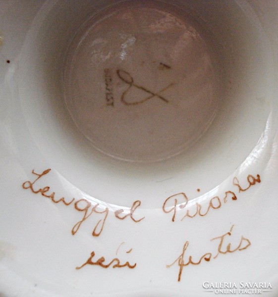 Régi, egyedi, kézzel festett Drasche porcelán váza