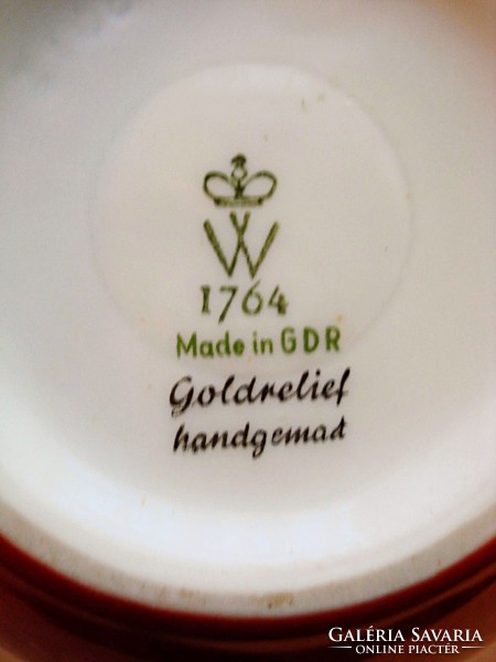Sárkány váza, Wallendorf, kézzel festett, aranyozott 