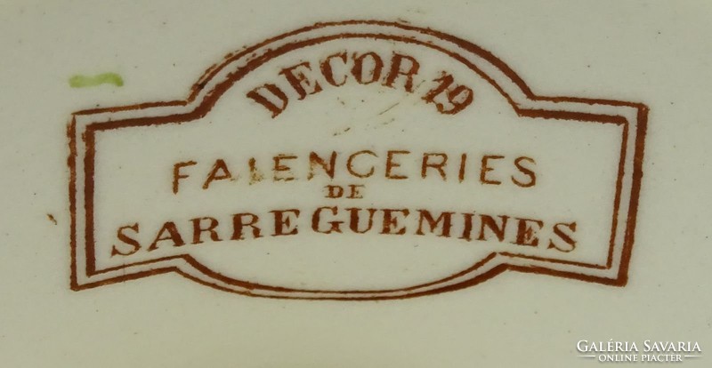 0P906 Antik SARREGUEMINES francia fajansz tortatál