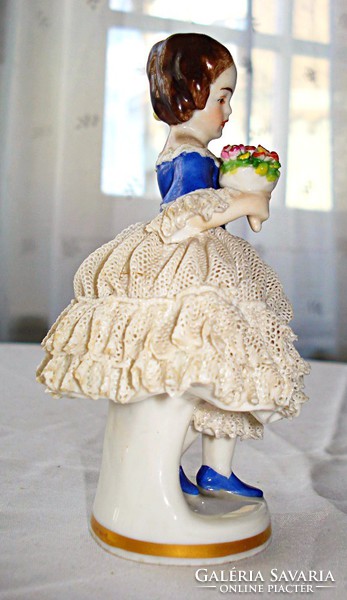 Antik Volkstedt kézzel festett porcelán balerina