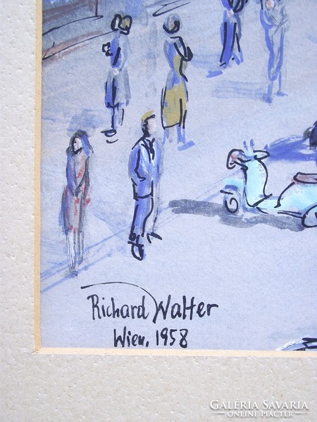Richard Walter (1903.-?): Bécsi utcakép, akvarell