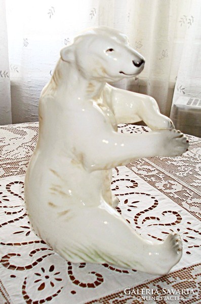 Art Deco jegesmedve - kézzel festett fajansz (1940 Gránit - Kispest)