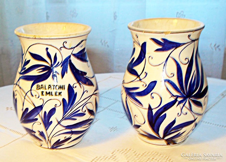 Antique Városlőd wall bowl and jugs with handles (one jug with a Balaton memorial inscription)