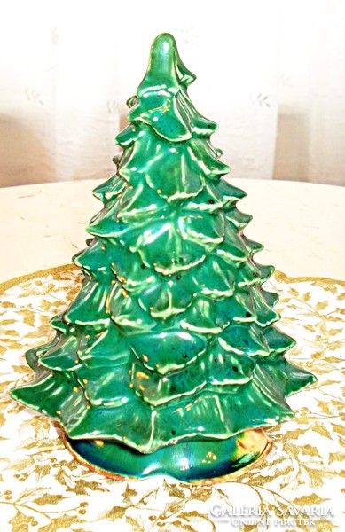 Hand painted ceramic pine tree, Christmas tree