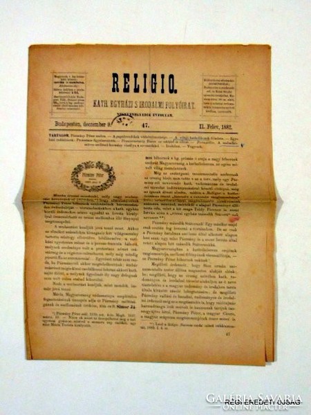 1882 december 9  /  RELIGIO.  /  RÉGI EREDETI MAGYAR ÚJSÁG Szs.:  4567
