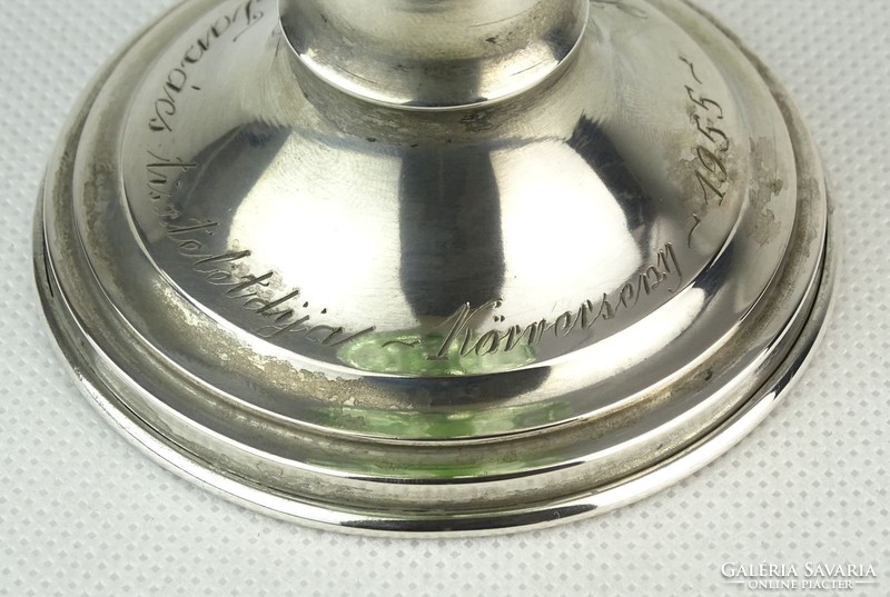 0P033 Ezüst talpas kehely alakú kristály váza 19cm