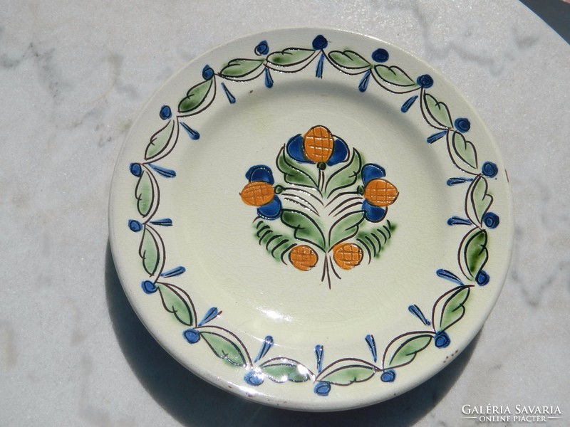 Városlőd folk majolica ceramic wall plate