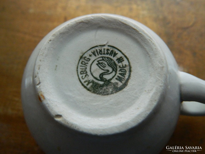 Antik puritán fehér porcelán Wilhelmsburg Made in Austria kávés bögre
