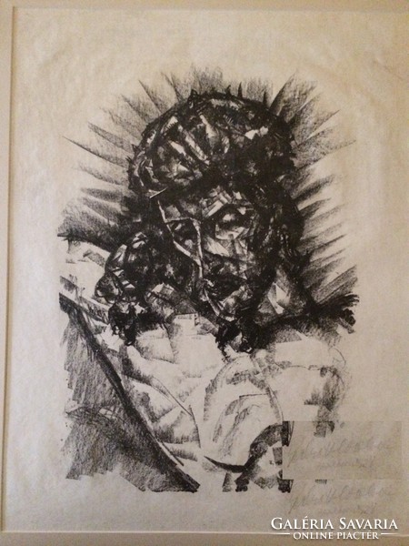 Perlrott Csaba Vilmos: Töviskoronás Krisztus (1921)  litográfia