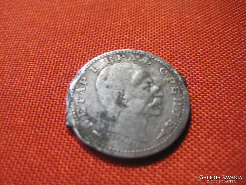 Peter I of Serbia 50 para 1915 silver, 17mm