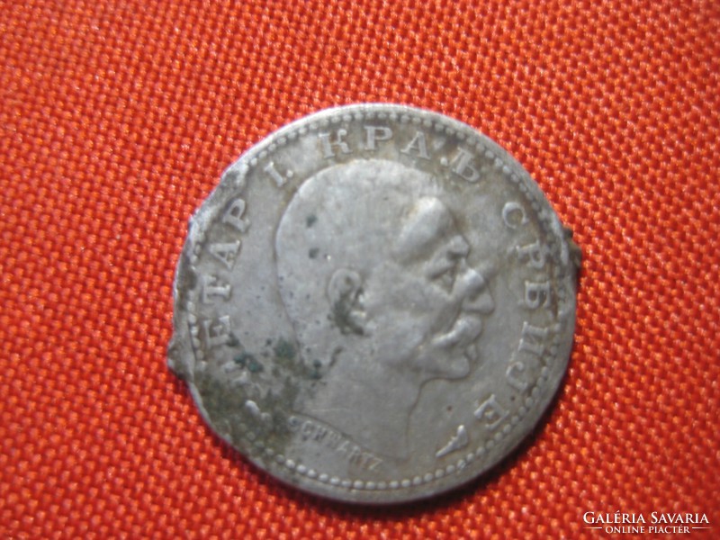 I.  Péter  Szerbia   50 para  1915  ezüst  , 17mm