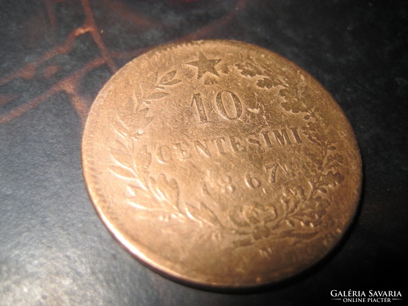 10  centesimi  1867 Vittorio Emanuel   29 mm