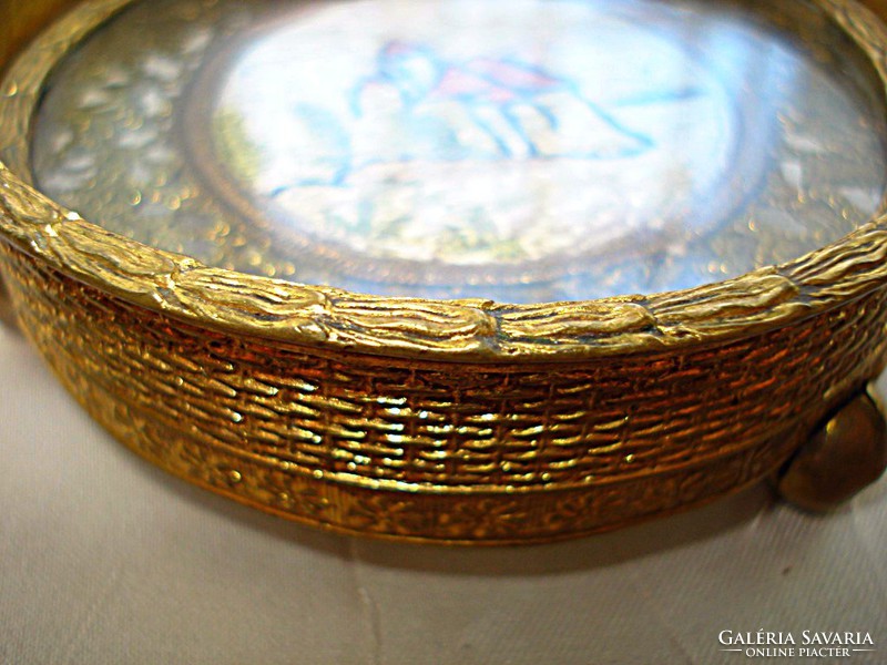 Fire-gilded antique ashtray with ashtray glass insert