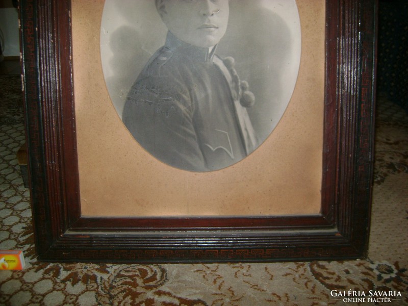 Antik katona fotó korabeli keretében - 86 x 67 cm