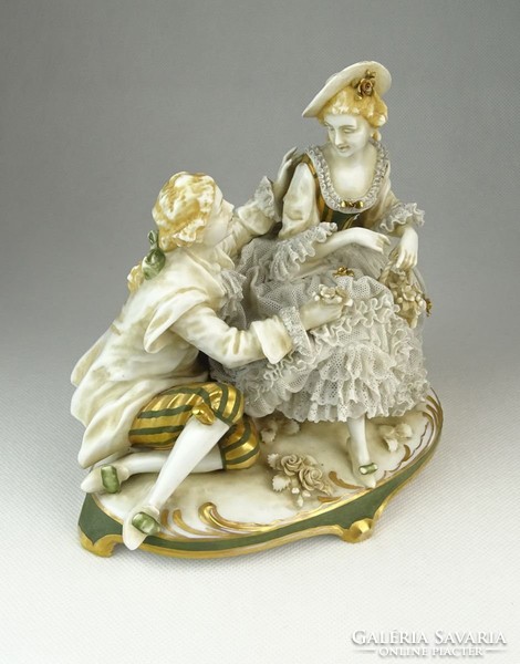 0Q338 Antik jelzett német porcelán szobor pár