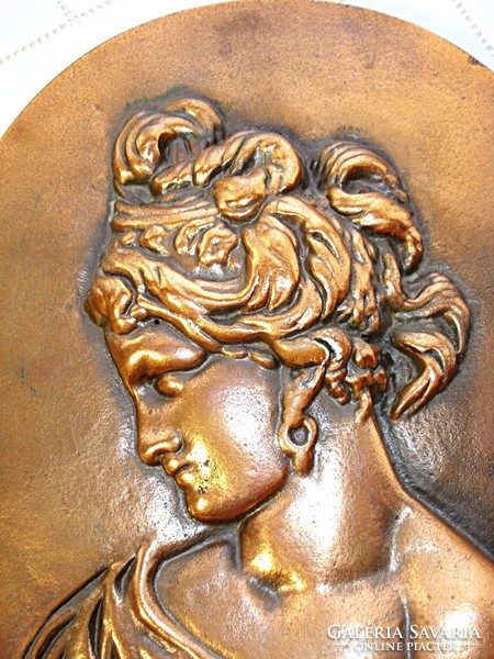 Art Nouveau style, bronzed metal wall plaque