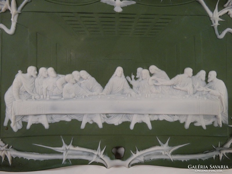 Porcelán falikép: Az utolsó vacsora részletgazdag porcelán kivitelben