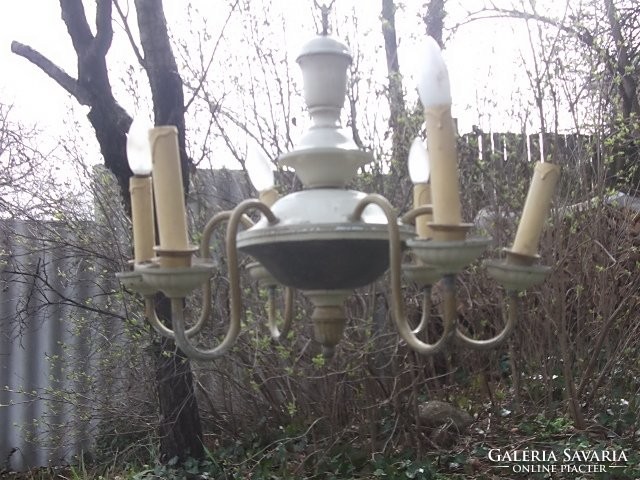 Réz flamand stíl. 6 karos csillár-mennyezeti lámpa -gyertyaégőkkel-ajánlatot fogadok