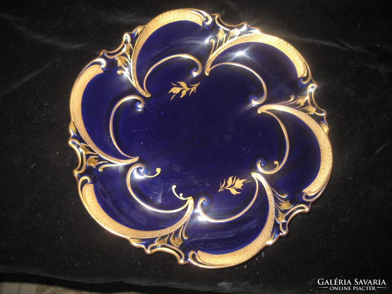 Illmenau cobalt bowl, thickly gilded 27.5 cm, signed