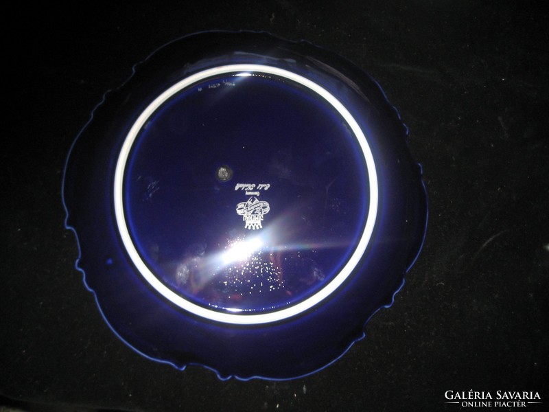 Illmenau  kobalt  tál , vastagon aranyozva  27,5  cm  , szignós