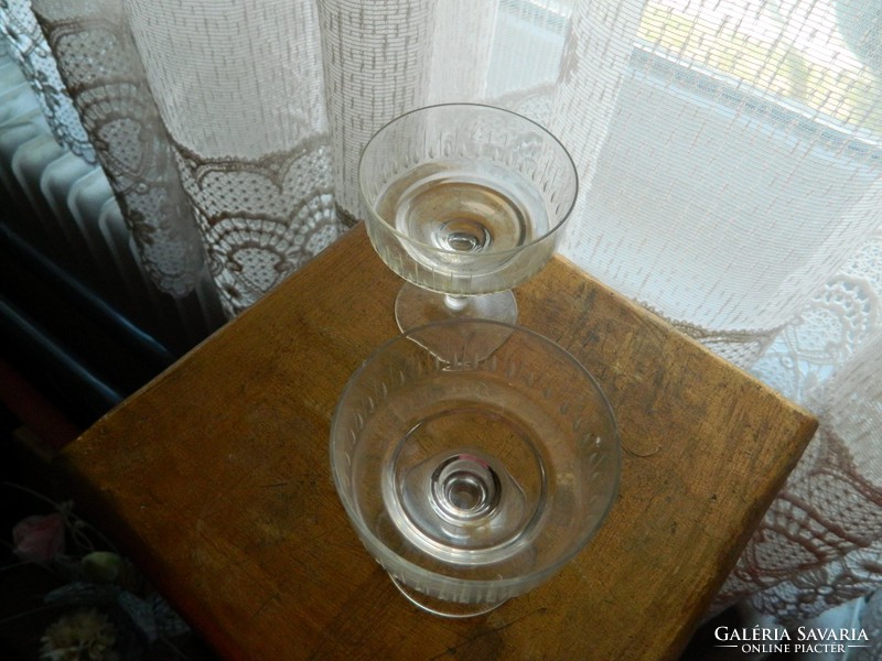 Pair of hand polished antique liquor glasses