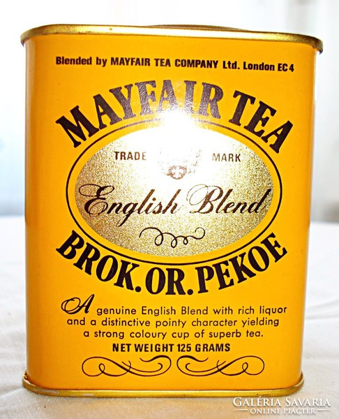 Pléh angol teás doboz, teával.