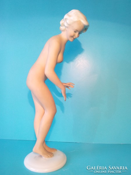 Antique porcelain nude woman marked