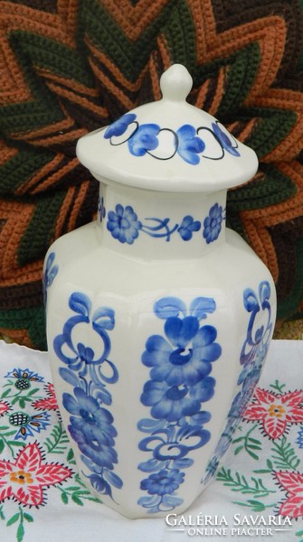 Kézzel festett nagy lengyel urna váza - fedeles váza