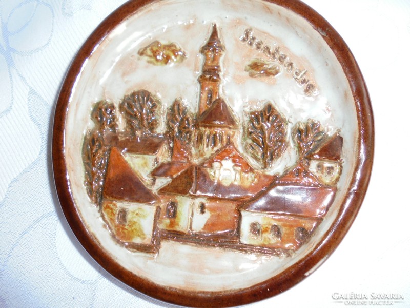 Szentendre cityscape signed wall ceramic