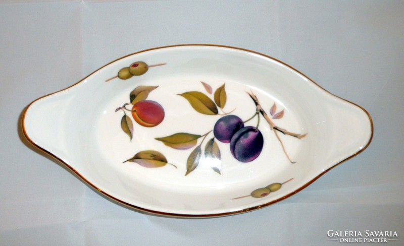 Angol porcelán olivabogyós gyümölcskínáló, asztalközép