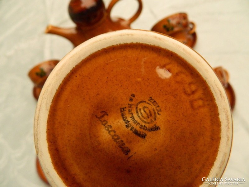Zell am Harmersbach kézzel festett  cserép teás - kávés készlet