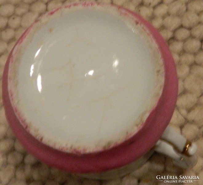 Antique Biedermeier hand-painted dreamy drinking glass, mug - pitcher