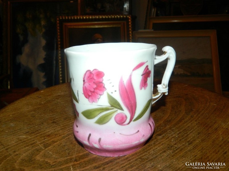 Antique Biedermeier hand-painted dreamy drinking glass, mug - pitcher