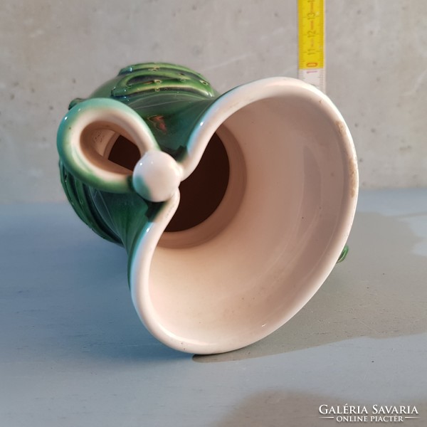 Folk, green glazed folk ceramic jug