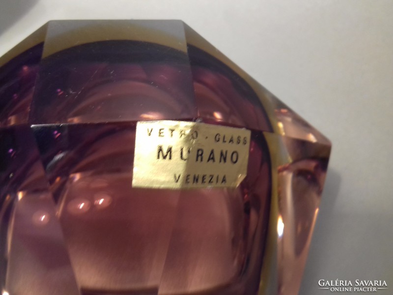Vintage Flavio Poli Muránó Luxus fazettált üveg sommerso Öngyújtó + Hamutartó készlet 1960-as évek
