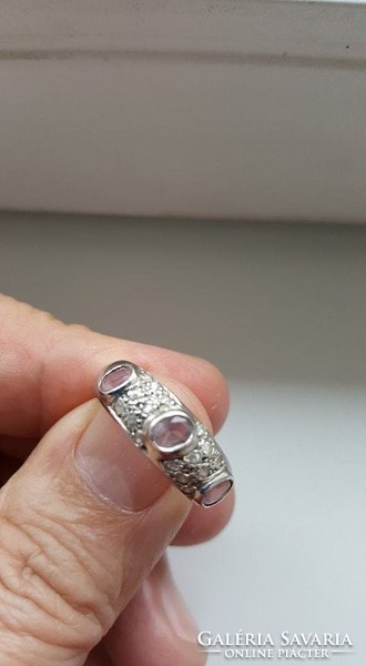 56 Os 3.1Gm genuine amethyst white topaz 925 silver ring