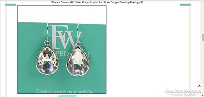 Silver plated earrings with large faceted white crystals