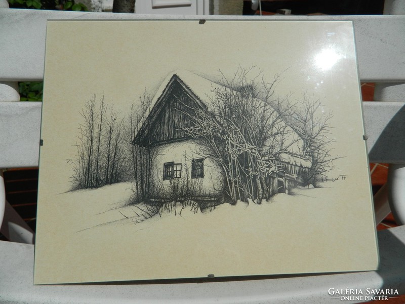 Farm house: marked engraving - etching, woodcut