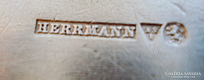 Herrmann, antik bécsi ezüstözött füles-fedeles edény (1800-as évek vége, 1900-as évek eleje)