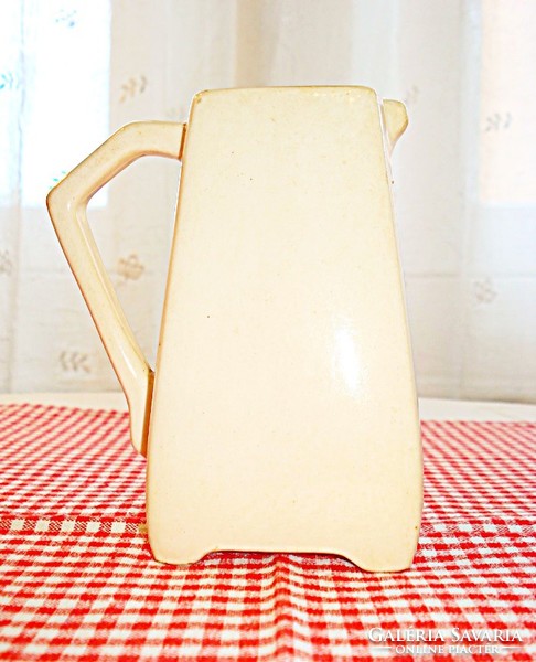 Art Nouveau square earthenware jug from the late 1800s