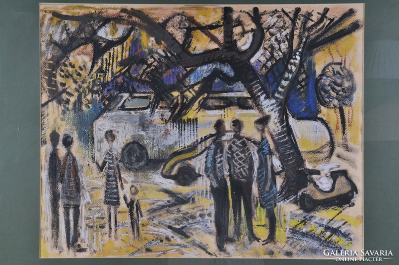 Attributed to László Dombrovszky (1894-1982): street view,